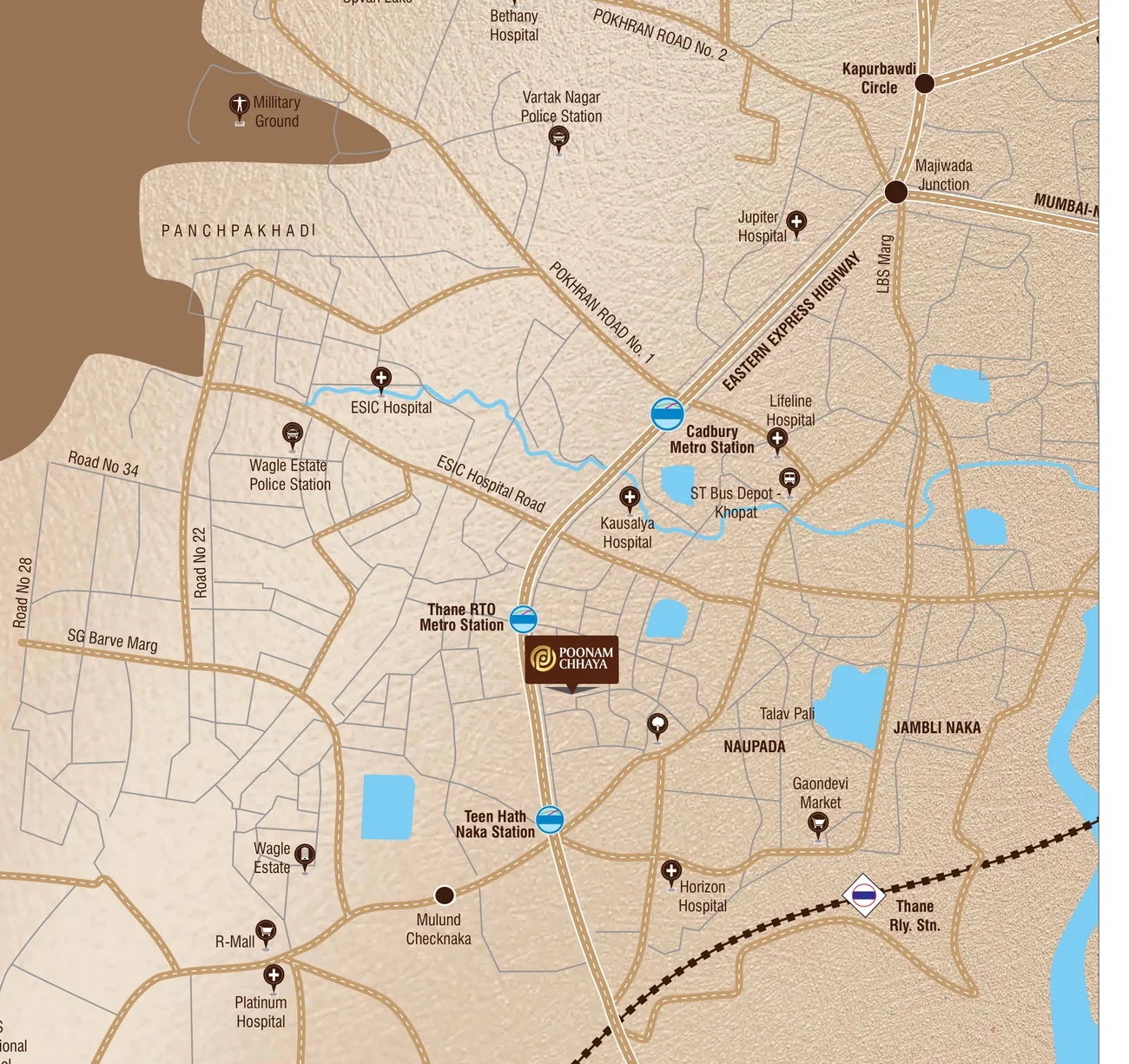 Location map — Poonam Chhaya, Pachpakhadi, Thane (West)